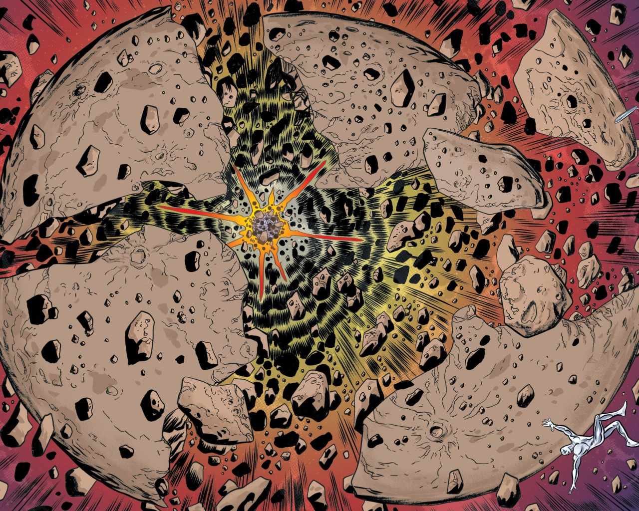 Серебряный Сёрфер у разрушенной Луны