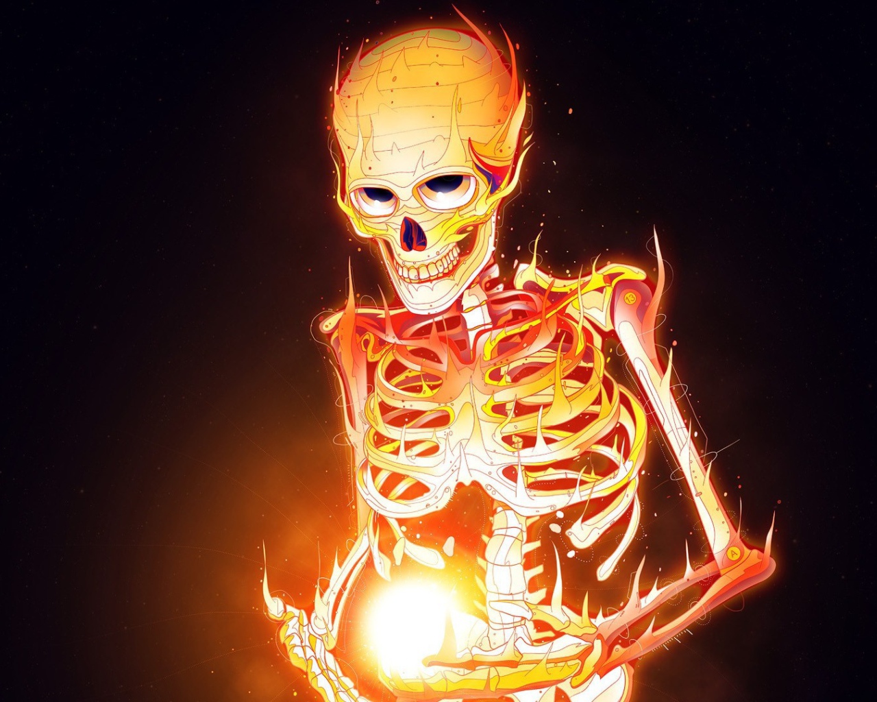 Скелет горит огнем