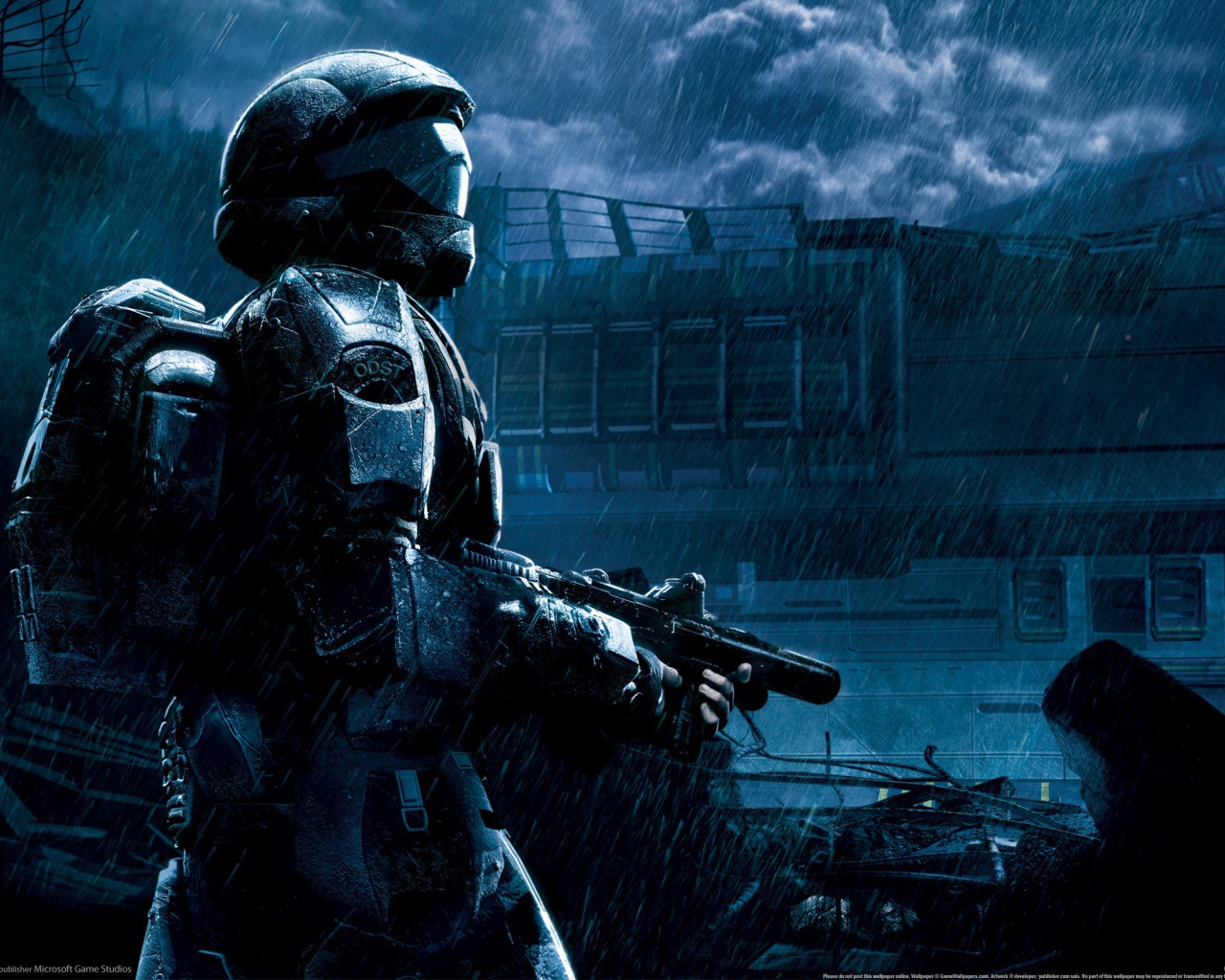 Солдат в броне в мире будущего