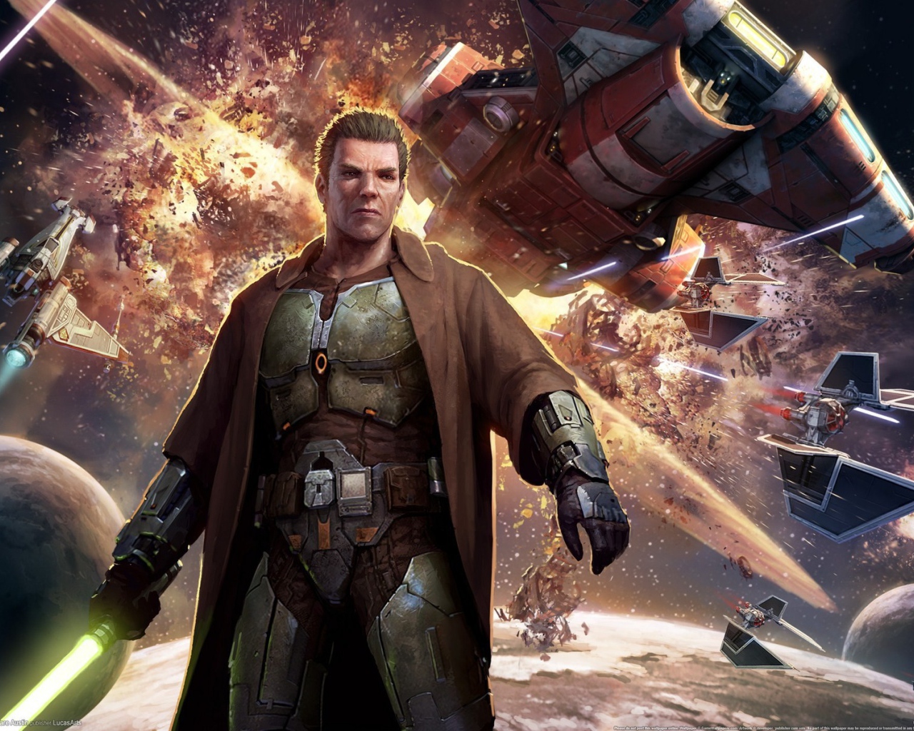 Солдат на фоне взрыва корабля, Star Wars