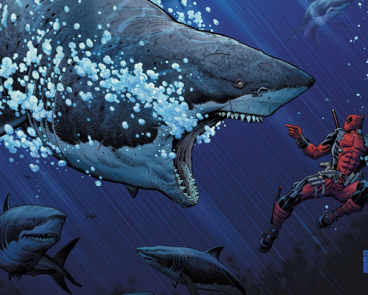 Супергерой против акул, комикс