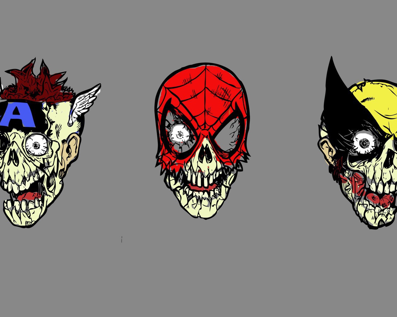 Супергерои зомби, серый фон