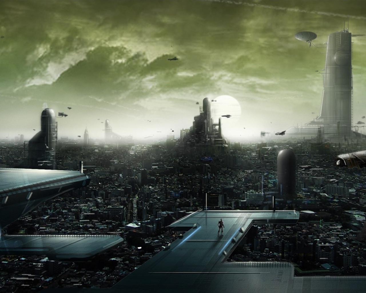 Технологичный город в будущем