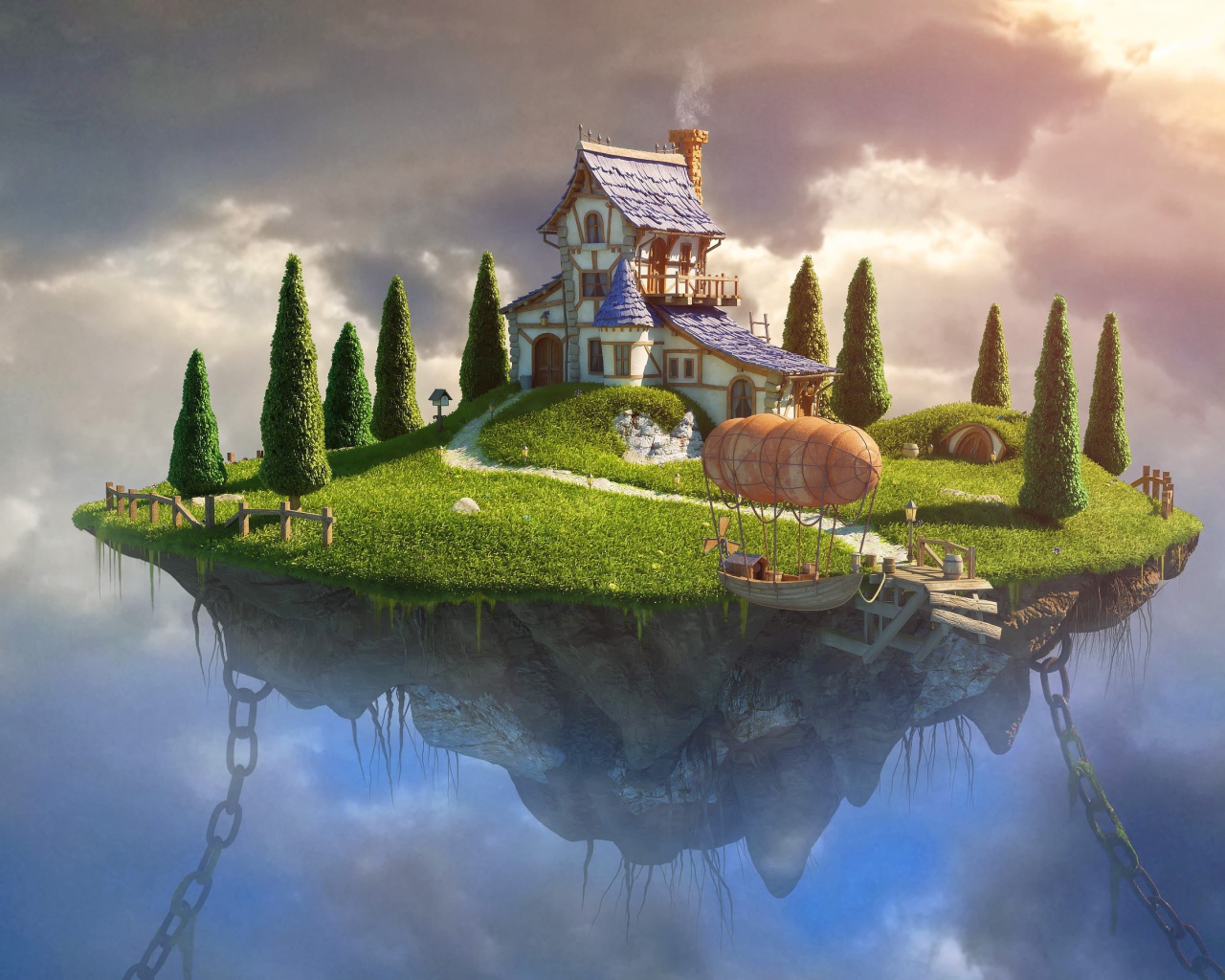 Дирижабль у летающего острова