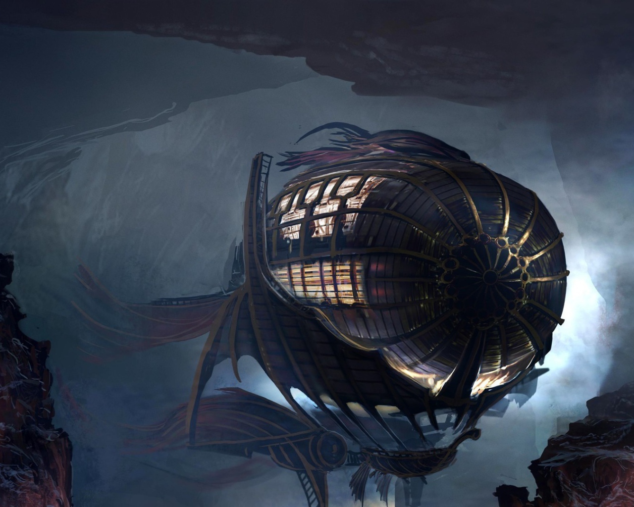 Дирижабль спрятан в пещере