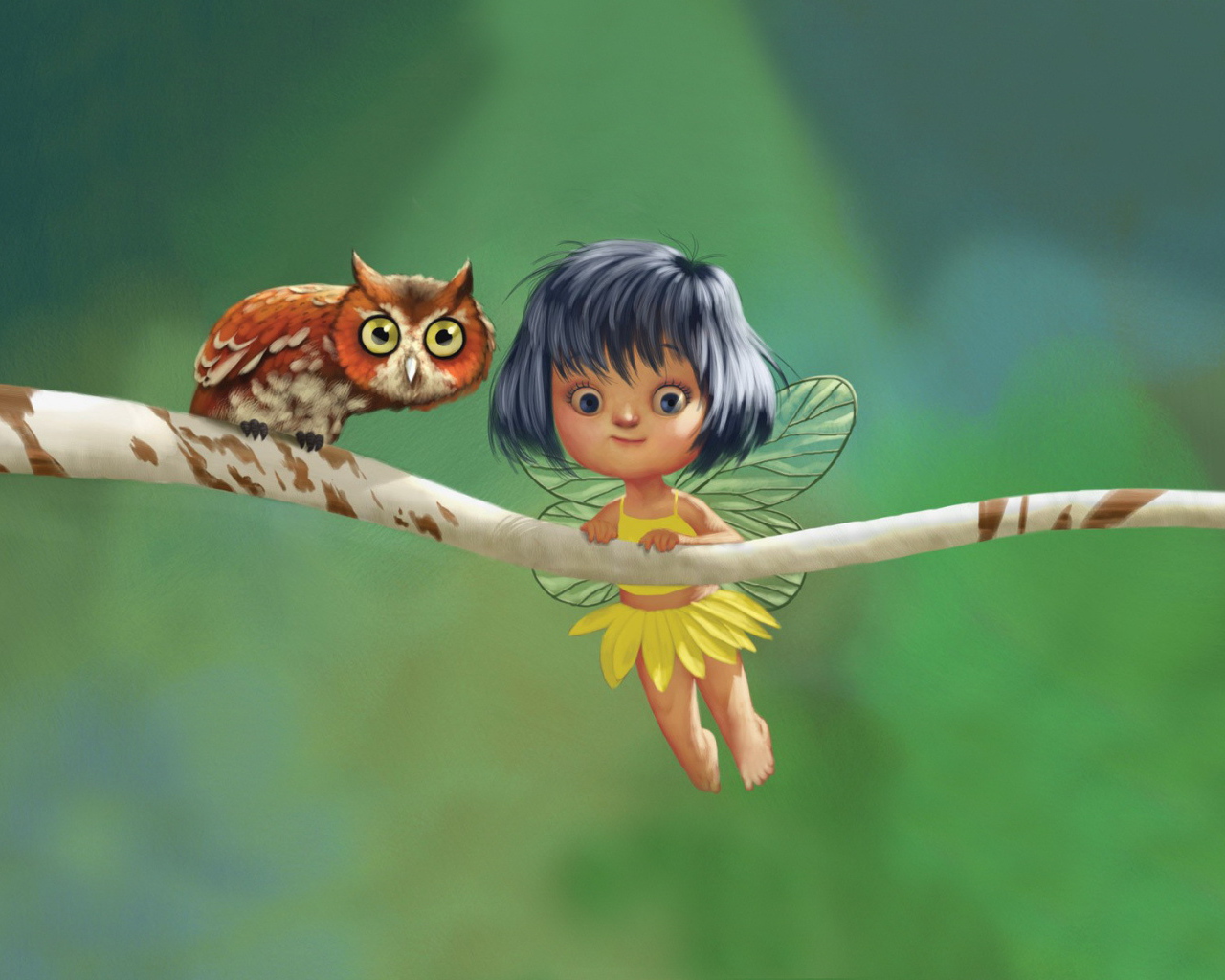 Девочка с крыльями и сова