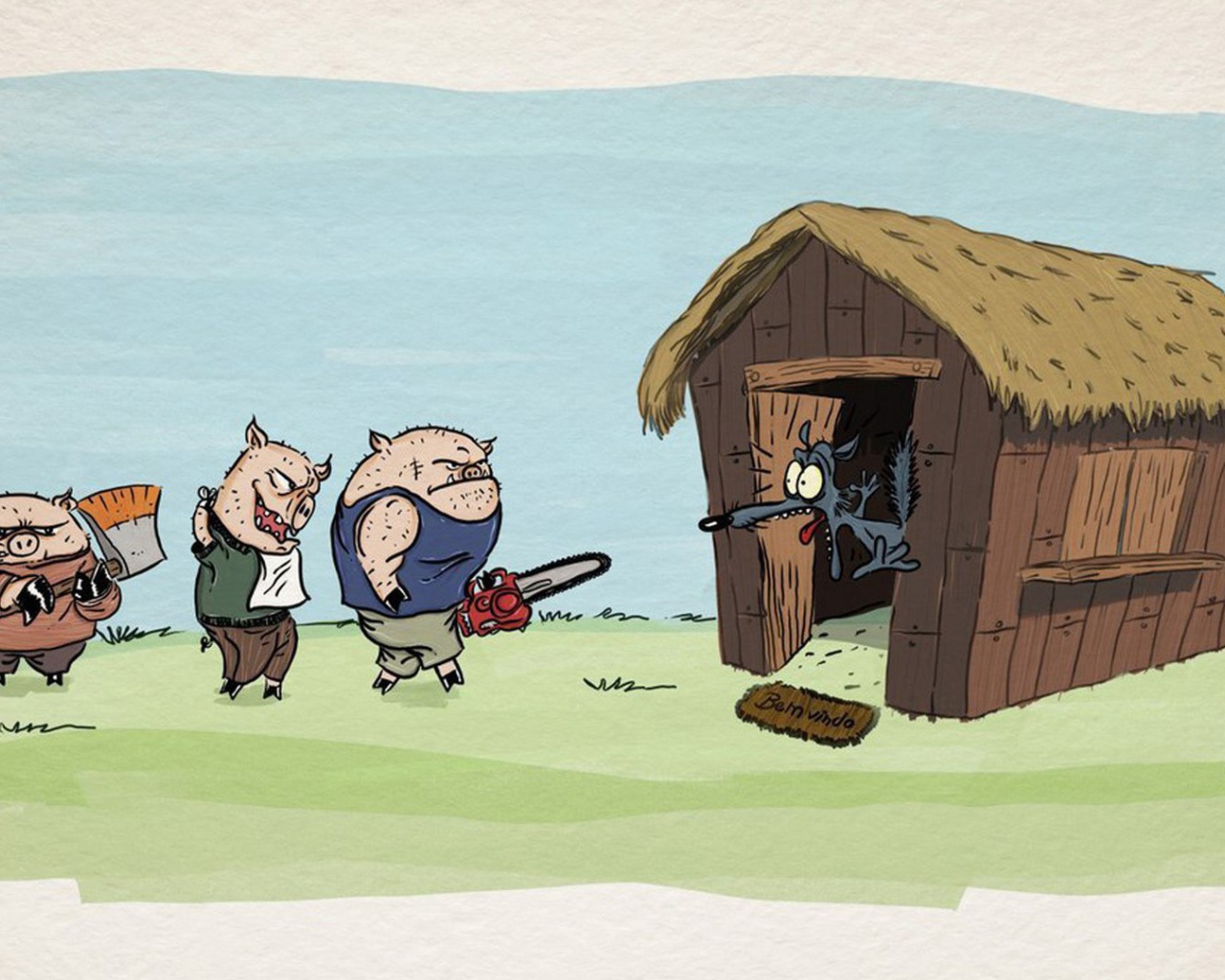 Поросята пришли в гости к волку