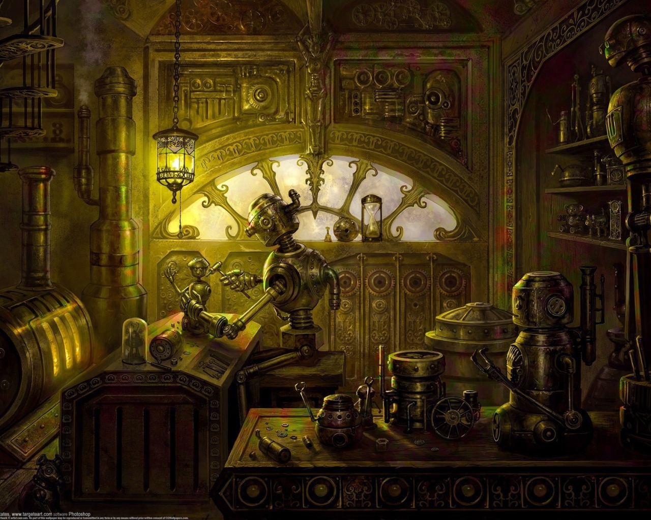 Роботы делают роботов, стимпанк