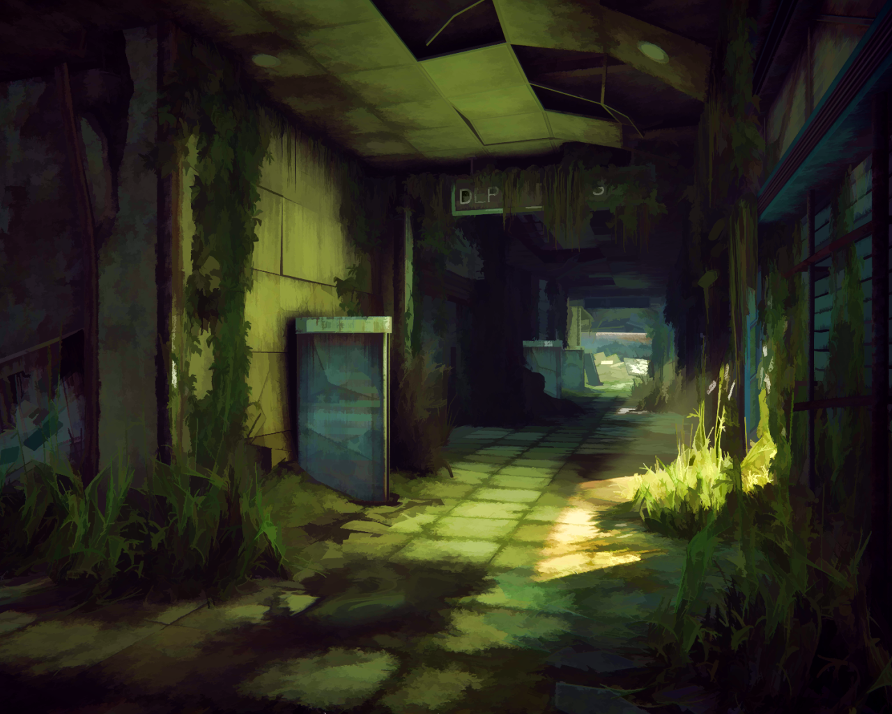 Заросли внутри заброшенного здания