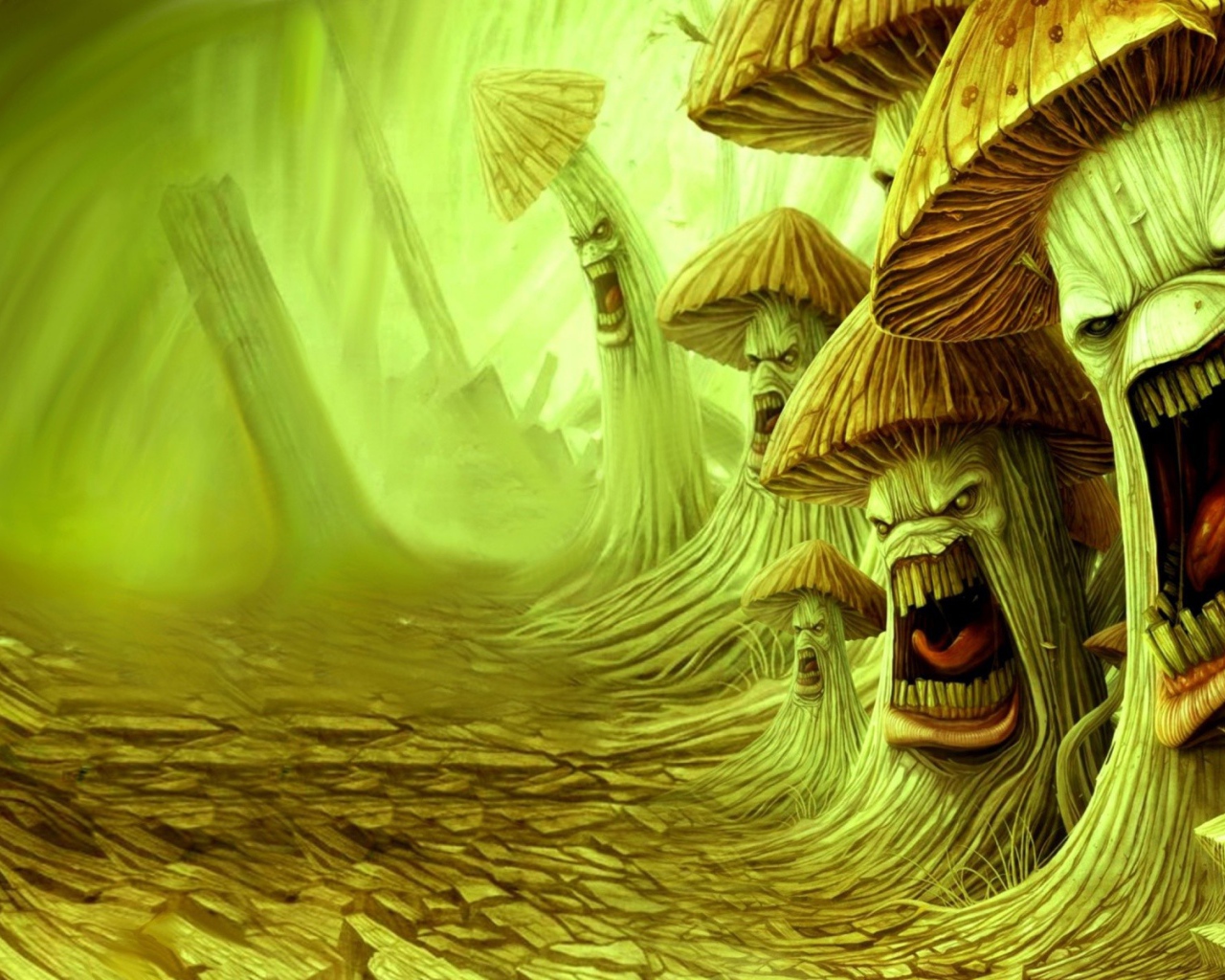 Зубастые грибы у дороги