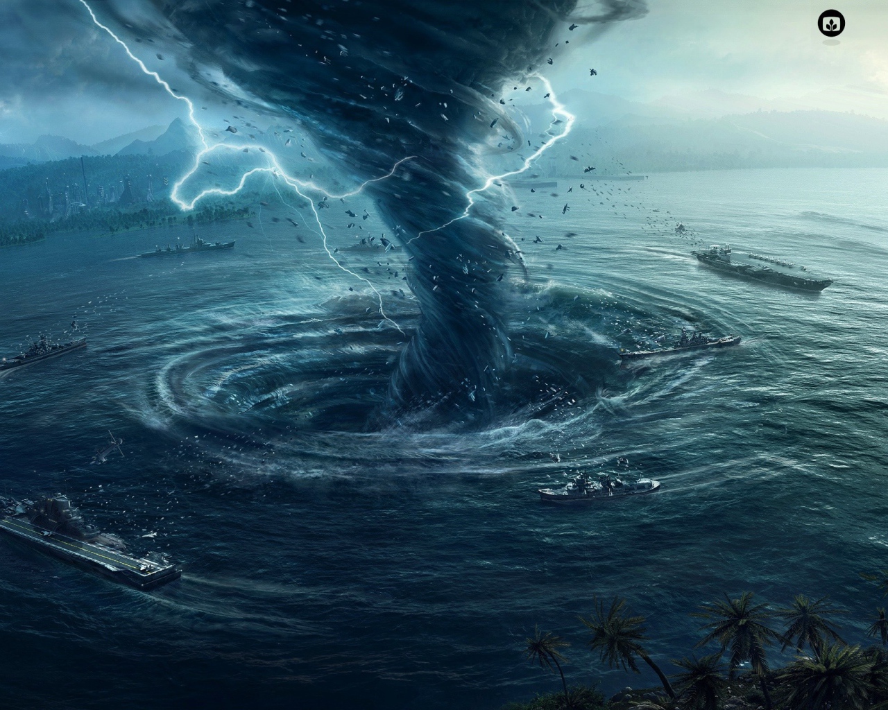 Торнадо создало водоворот в заливе