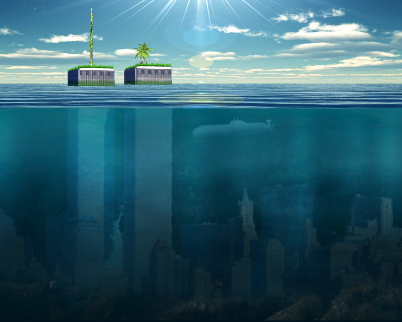 Башни Нью-Йорка ушли под воду