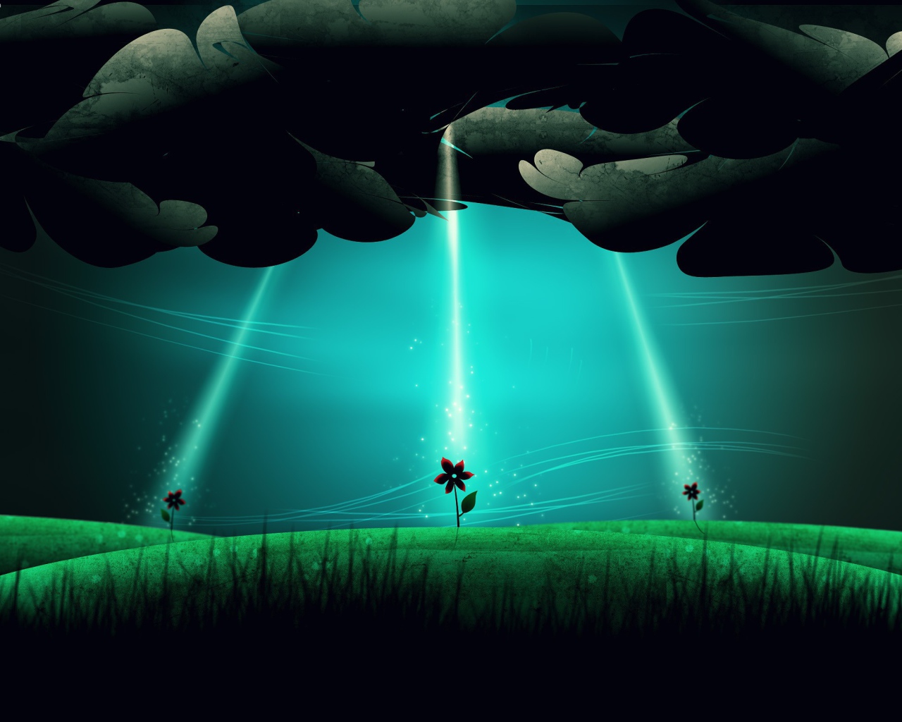 НЛО высаживает цветы на поле