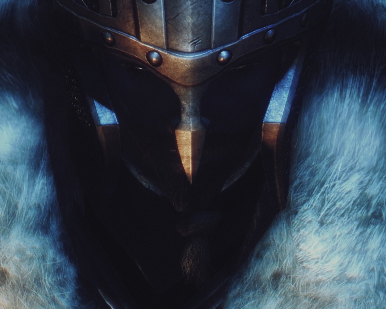 Воин в шлеме и мехах