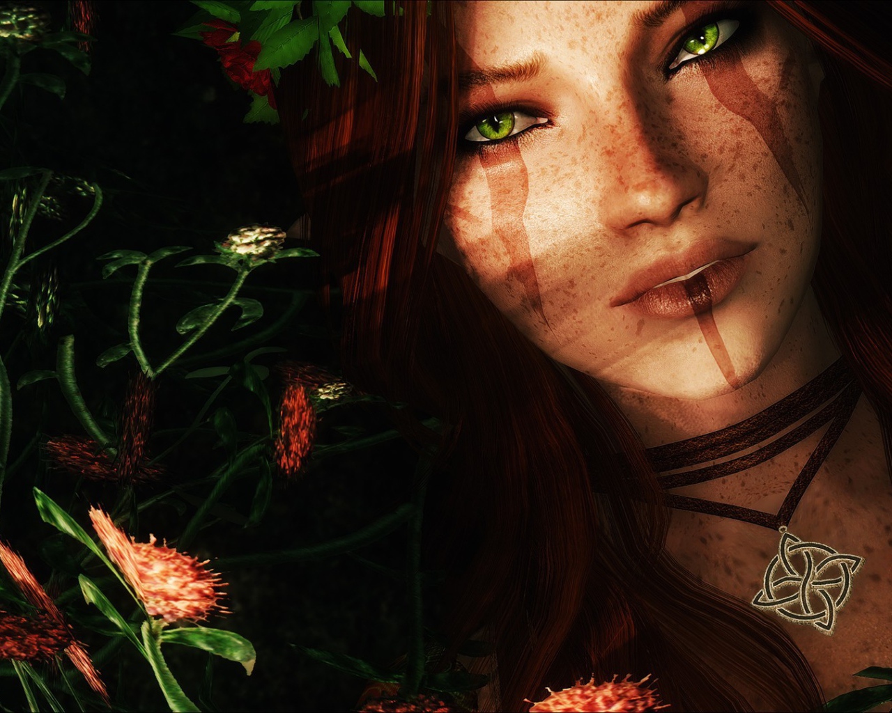 Колдунья с магическим кулоном на шее