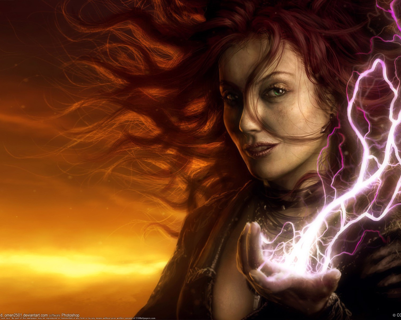 Ведьма с молнией в руке