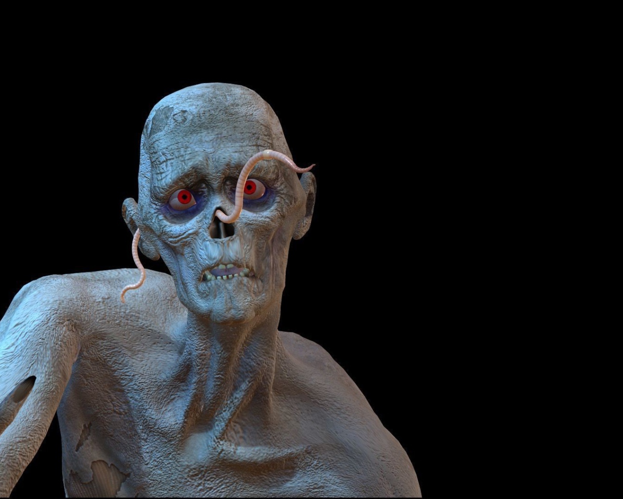 Червяк на лице зомби