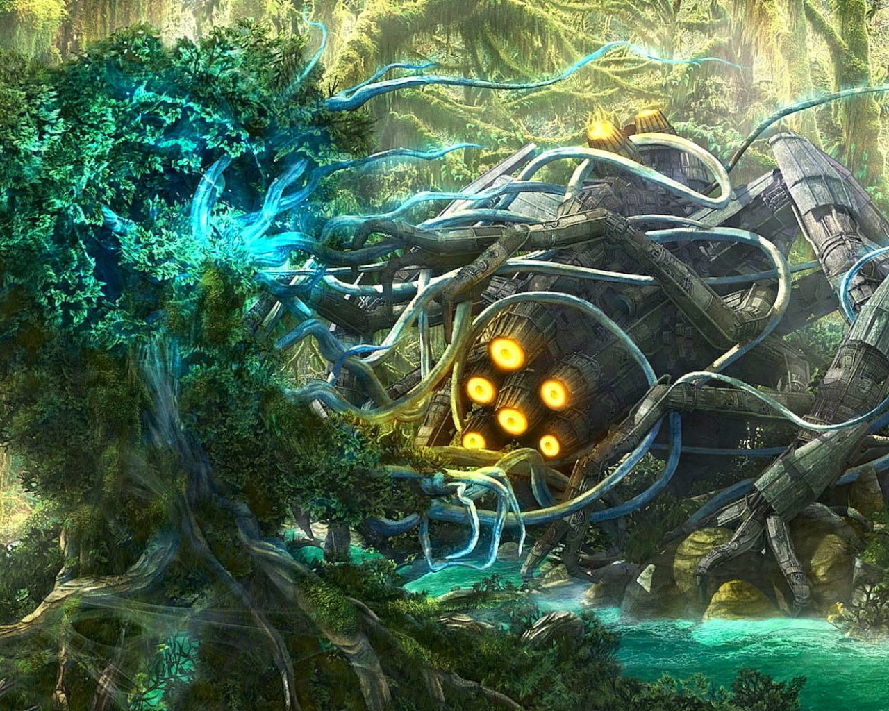 Космический корабль в лесу