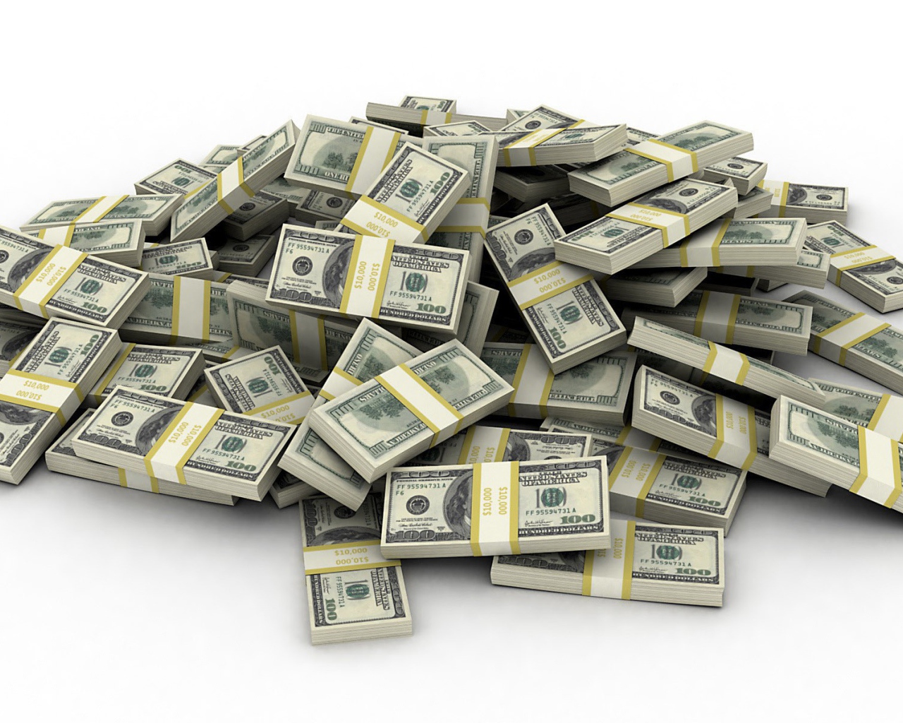 Гора пачек долларов