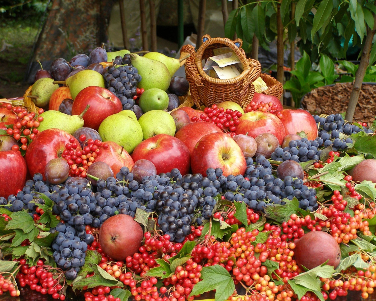 A mountain of berries and fruits