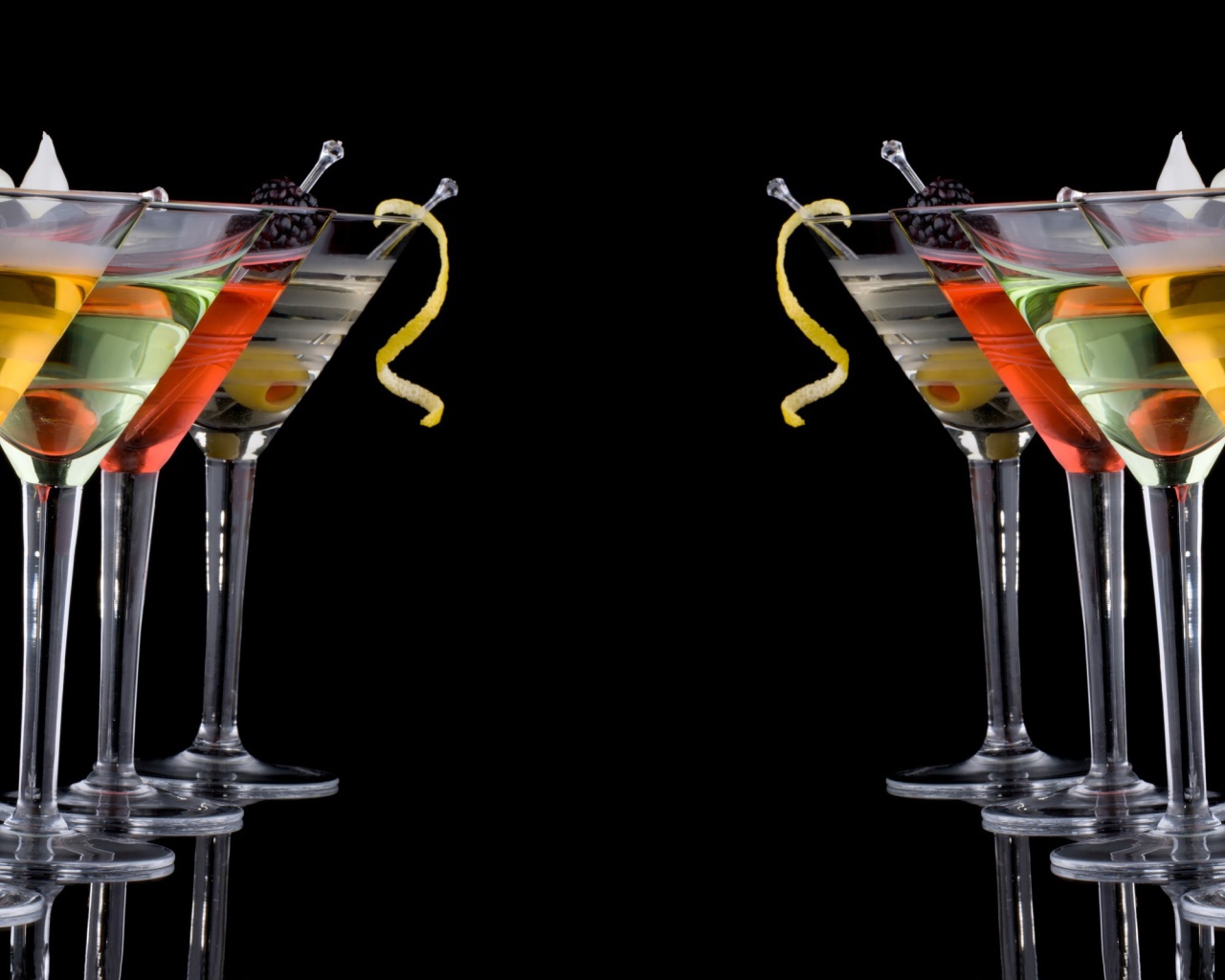 Слабоалкогольные коктейли, черный фон