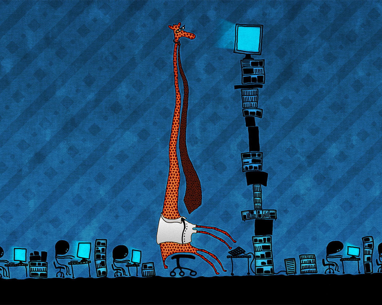 Жираф за компьютером