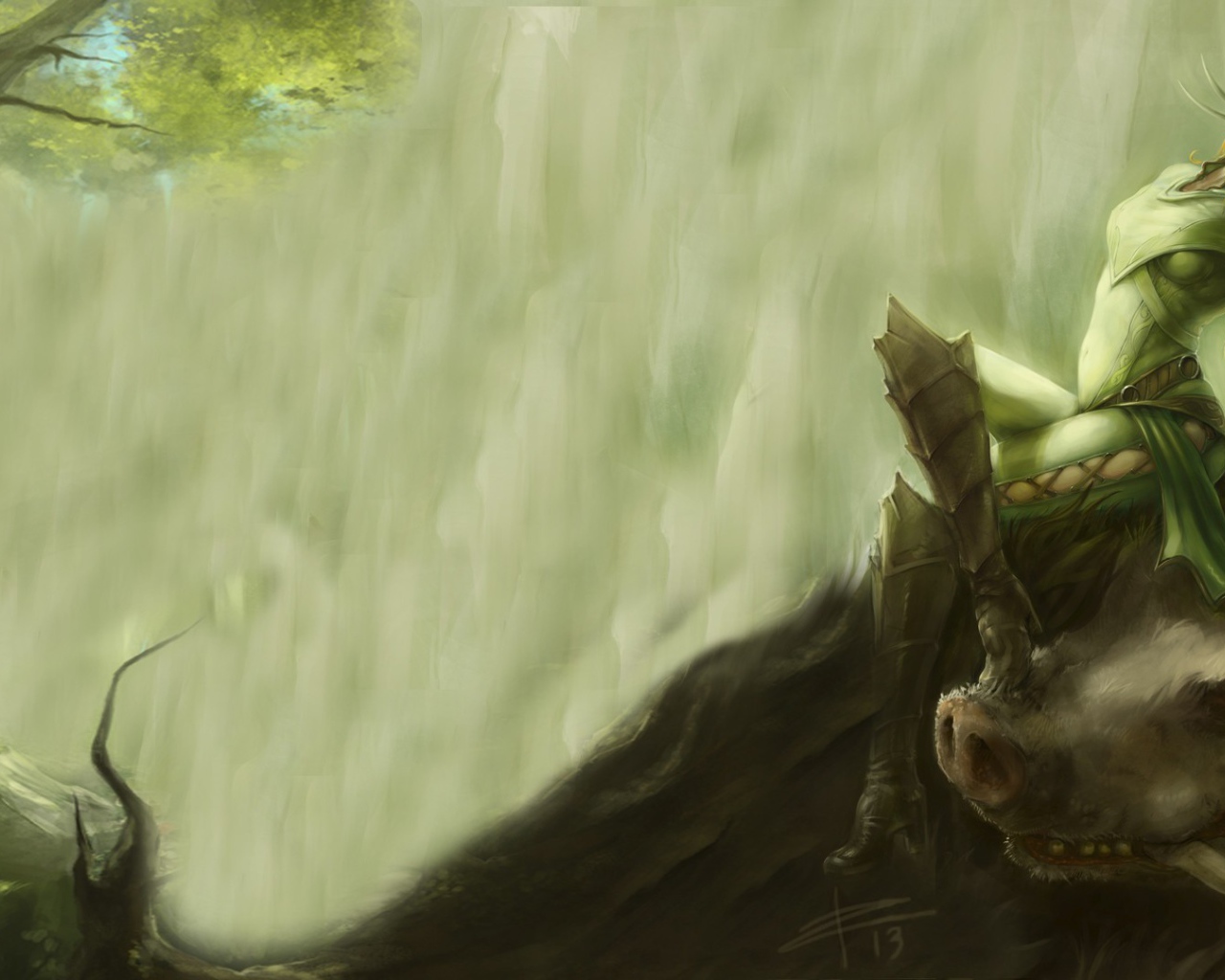 Артемис на лесном звере, игра Smite