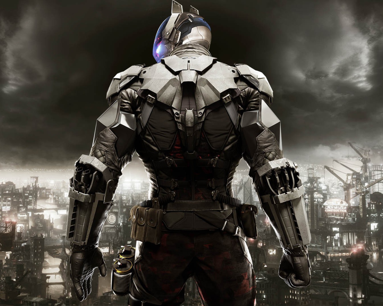 Бэтман смотрит на город, игра Batman Arkham Knight