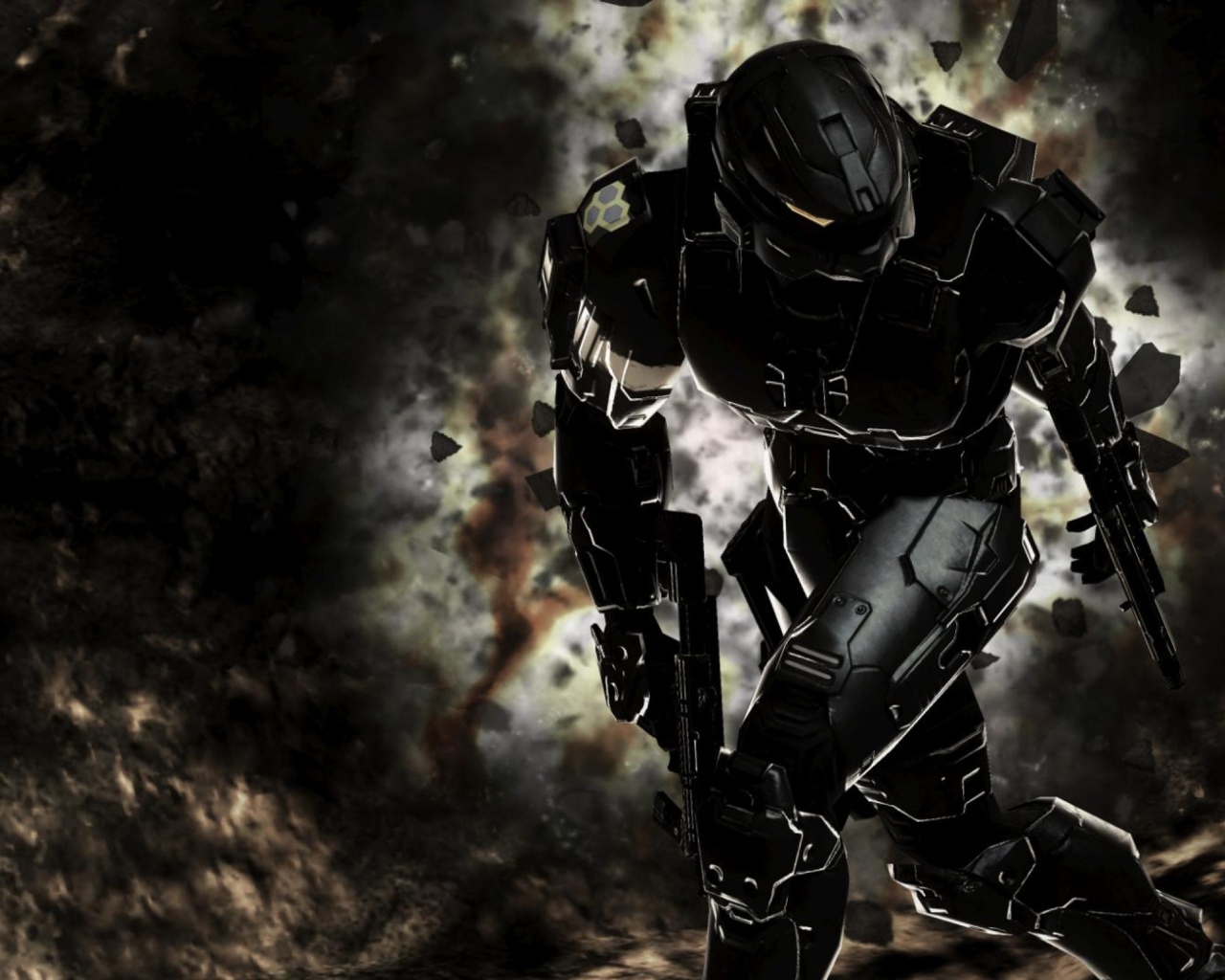 Черный робот Master Chief из игры Хало 3