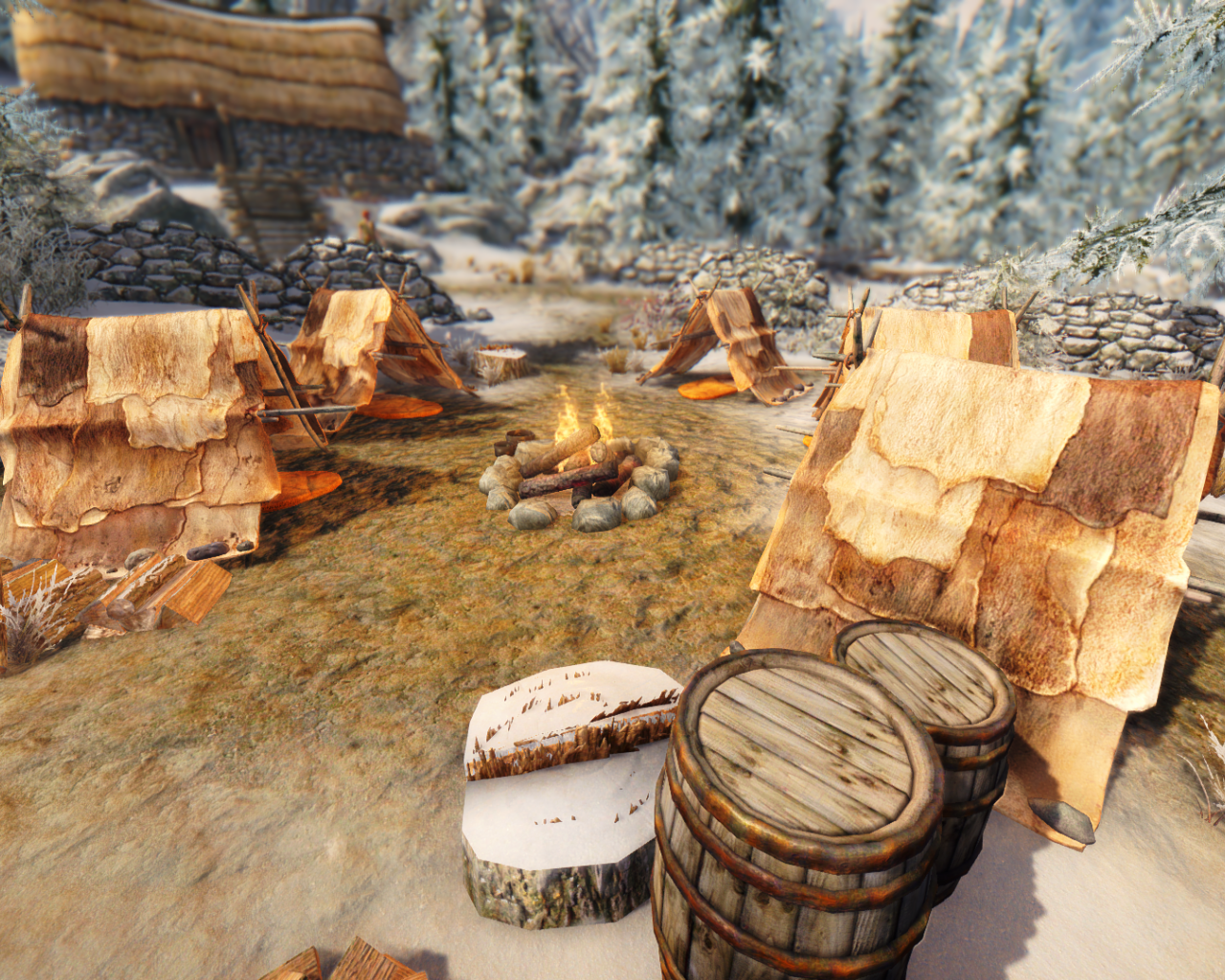 Лагерь воинов в игре The Elder Scrolls V Skyrim