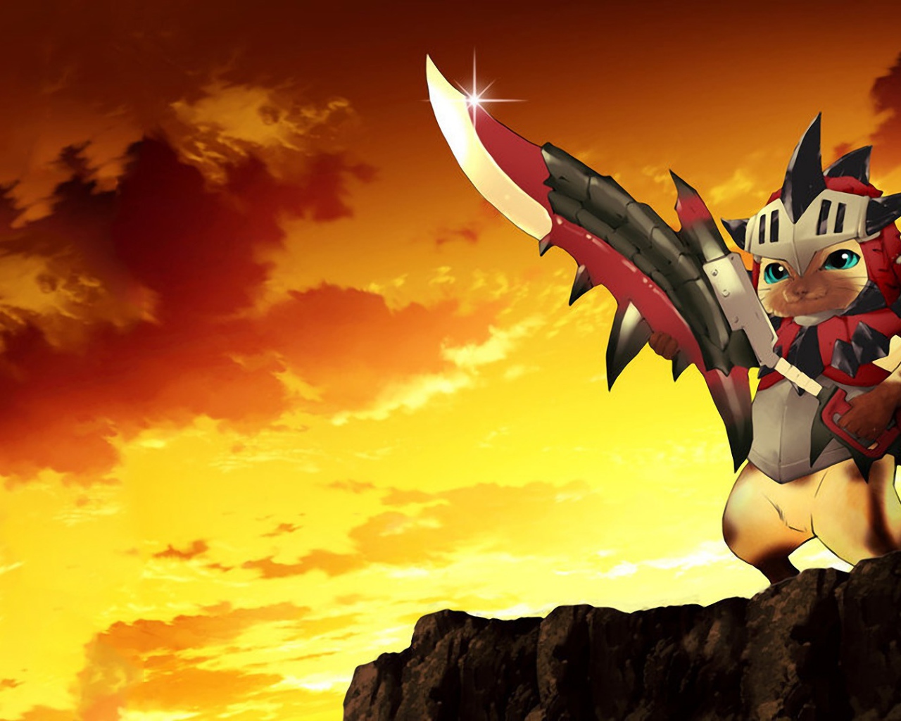 Кот воин, игра Monster Hunter