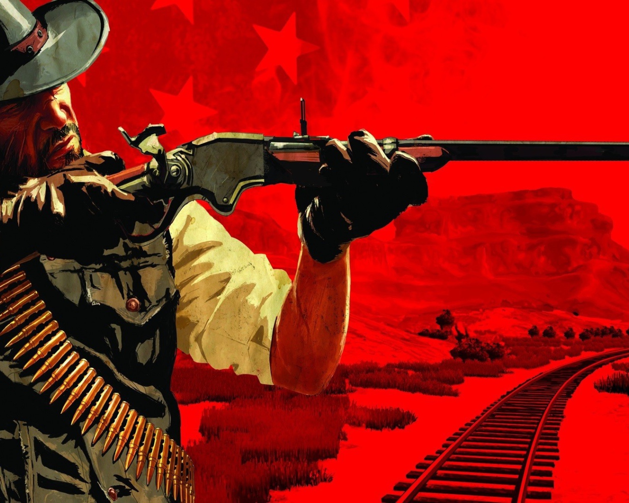 Ковбой с ружьем в игре Red Dead Redemption