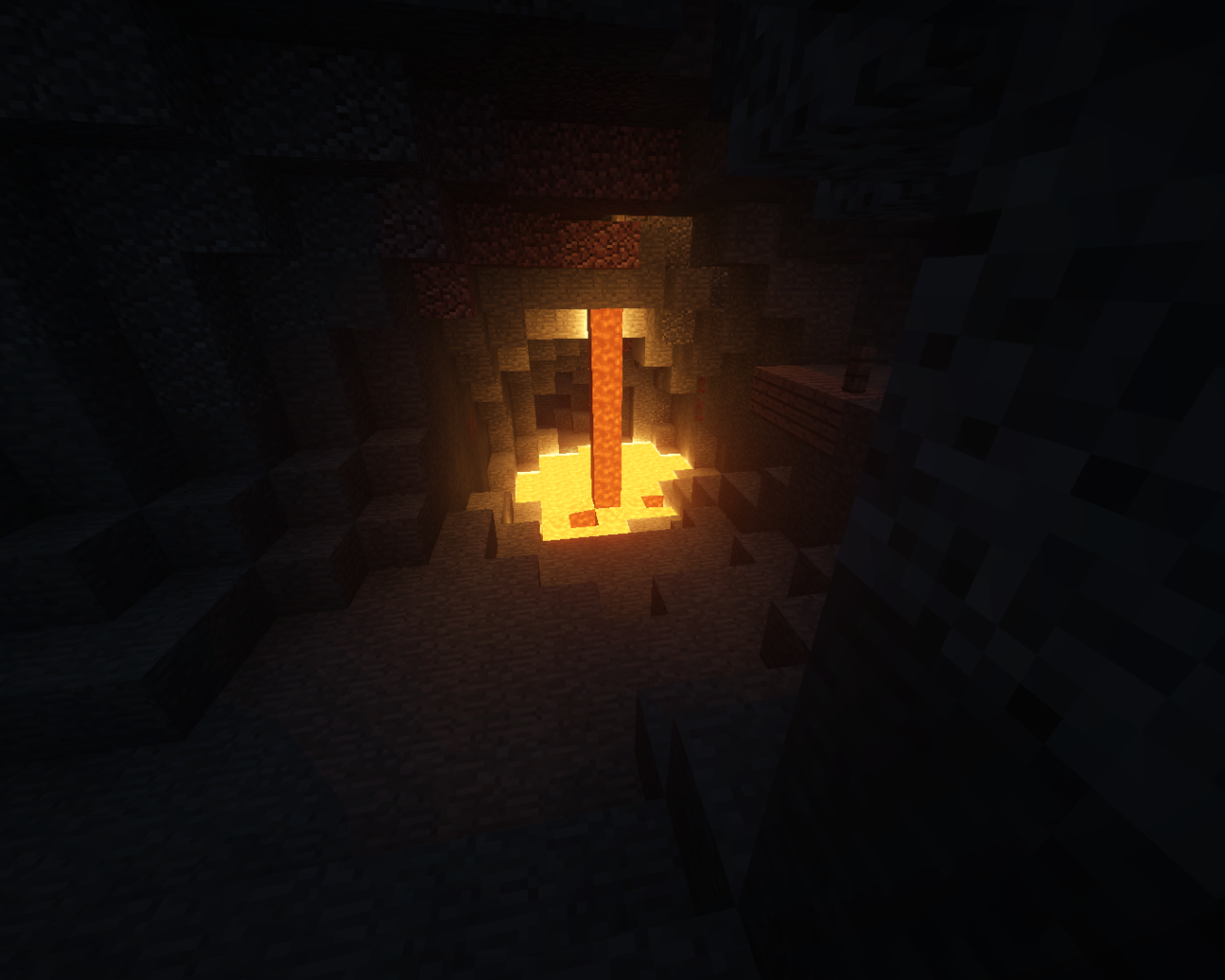 Очаг в пещере в игре Minecraft
