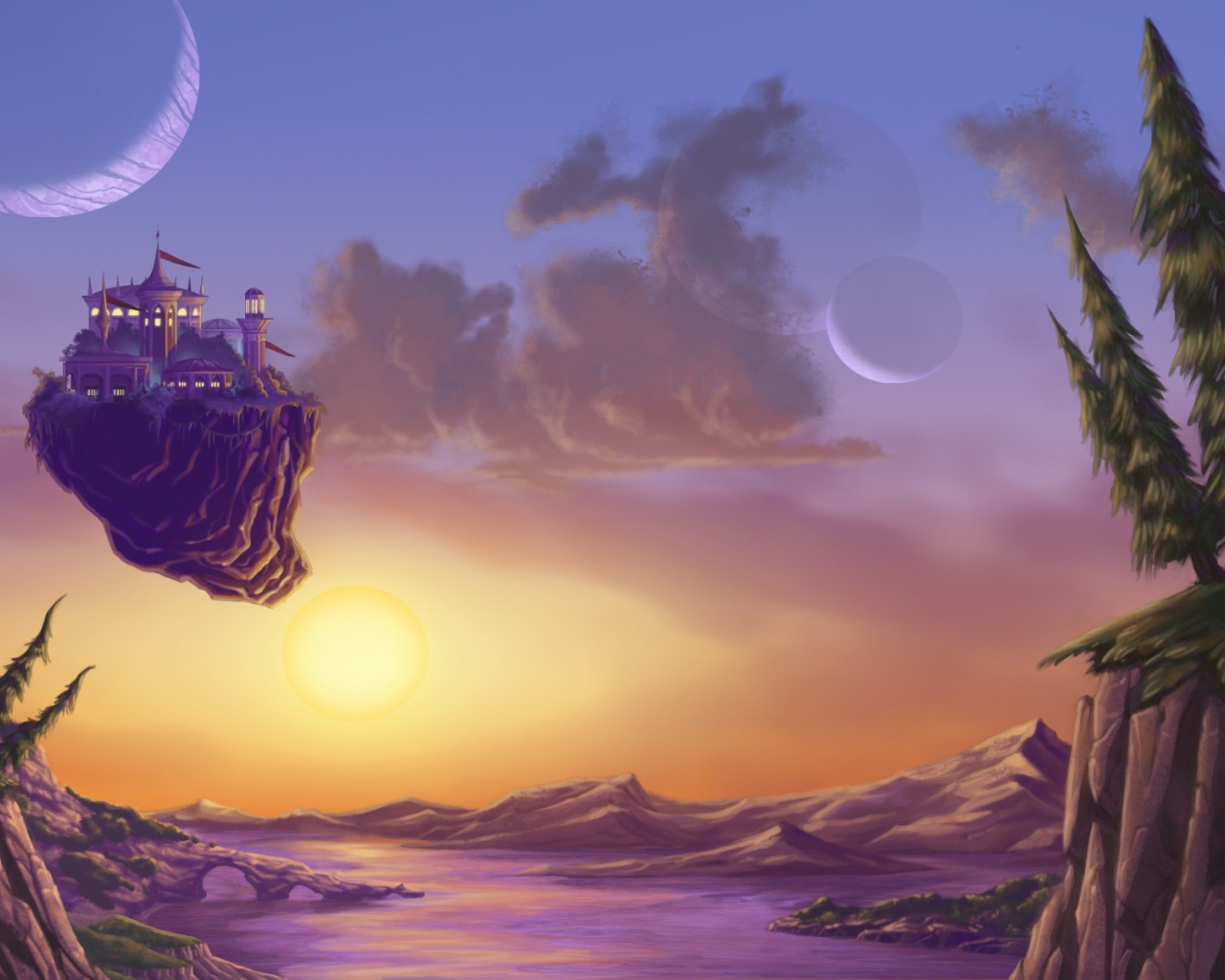 Летающий дом, фон игры Bejeweled 3