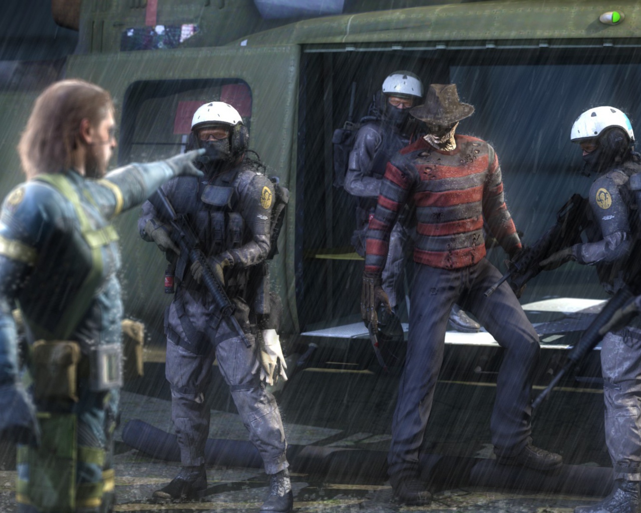 Фредди Крюгер под охраной в игре Metal Gear Solid