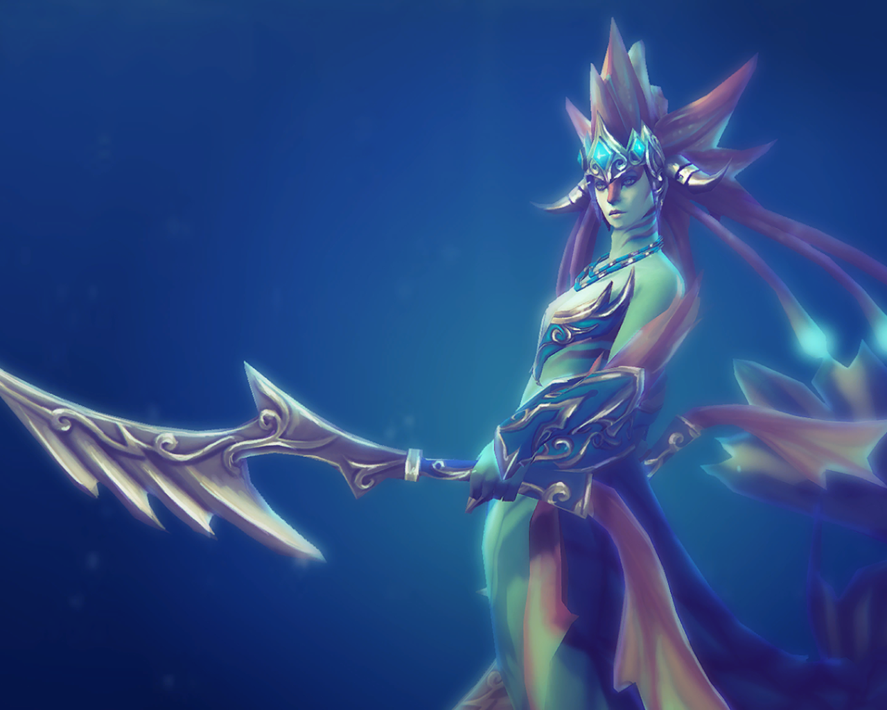 Девушка с голубой кожей, игра Dota 2