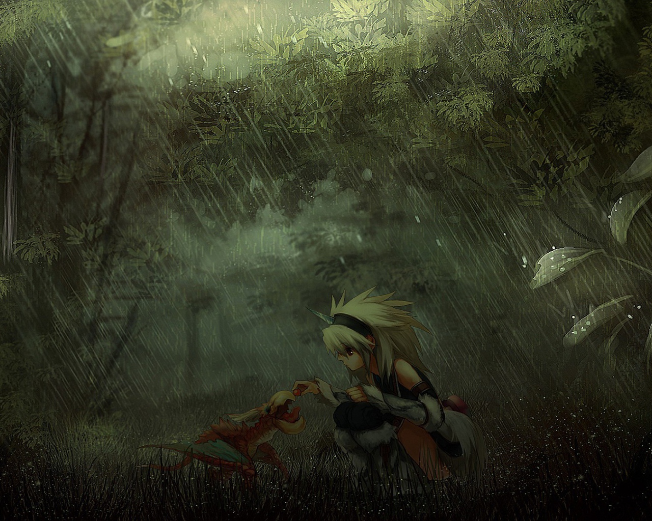 Девушка с дракончиком, игра Monster Hunter