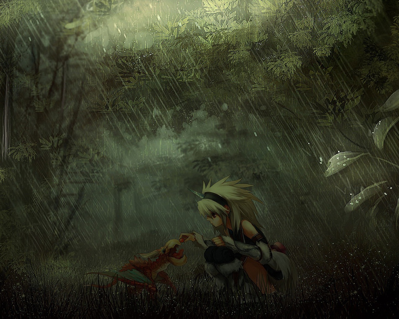 Девушка с дракончиком, игра Monster Hunter