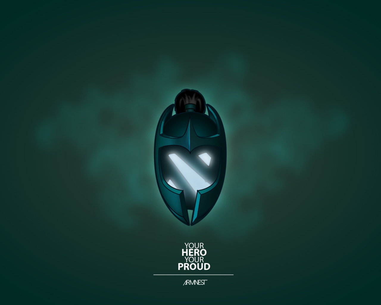 Маска из игры Dota 2, зеленый фон