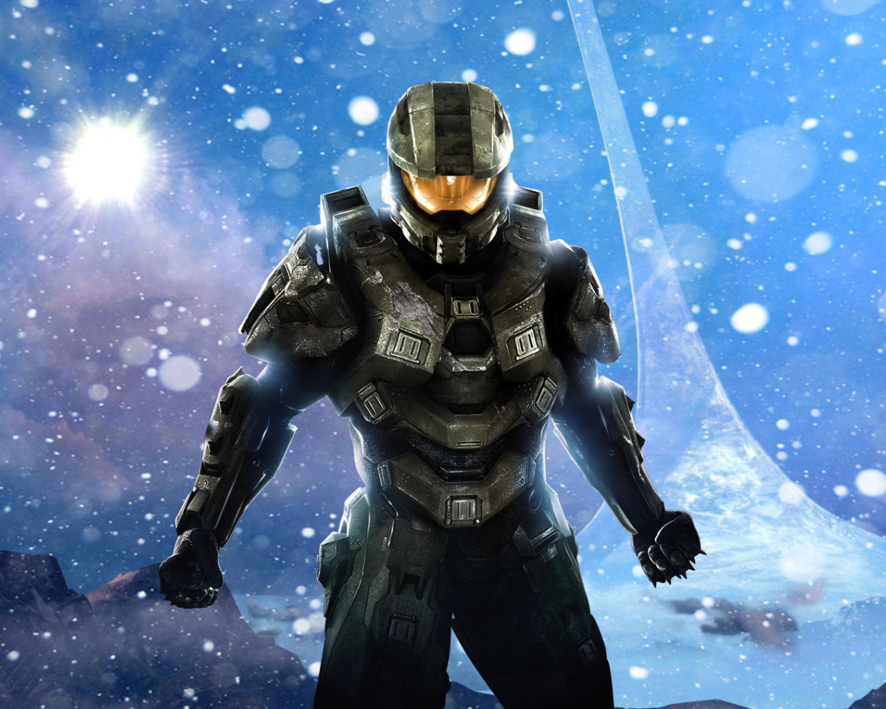 Мастер Чиф на фоне звезд