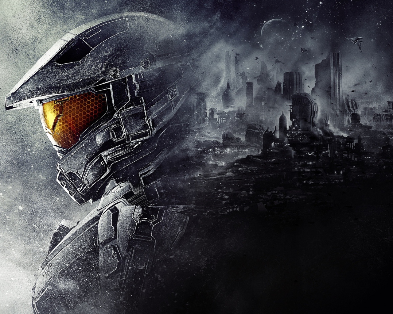 Оранжевое стекло в шлеме Мастер Чифа, игра Halo 5