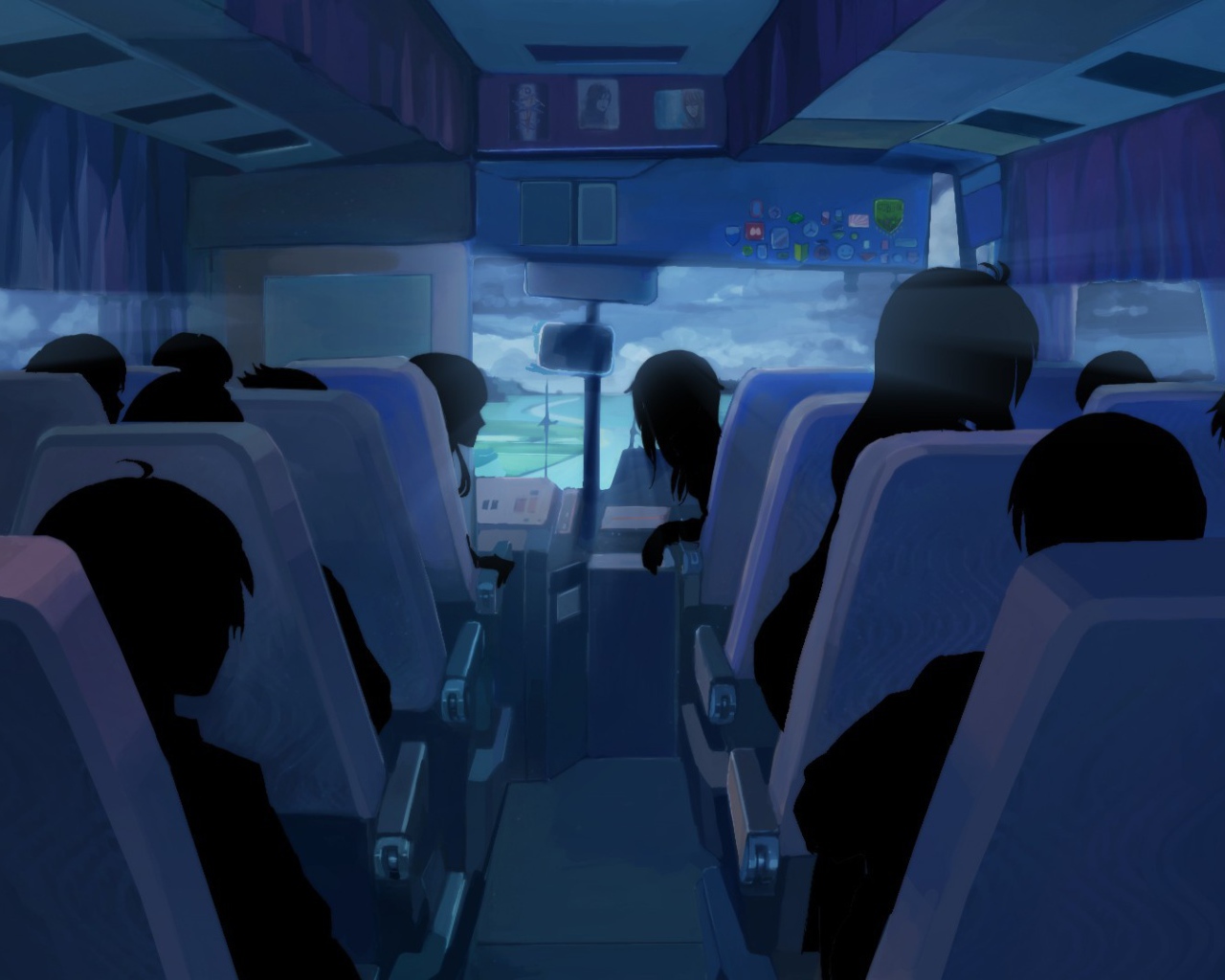 Люди в автобусе в игре Бесконечное лето