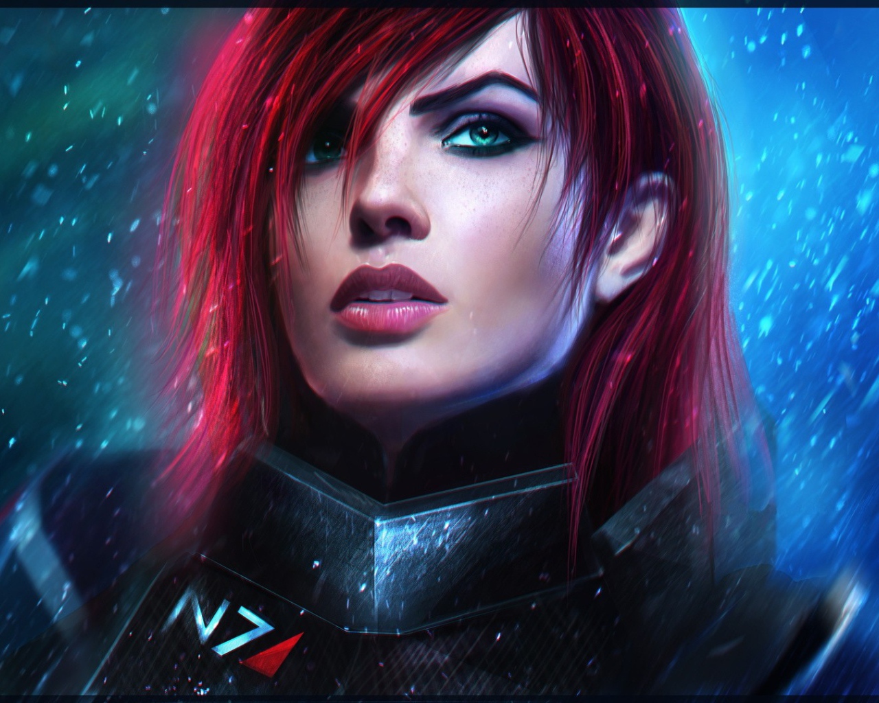 Красноволосая девушка в игре Mass Effect 3