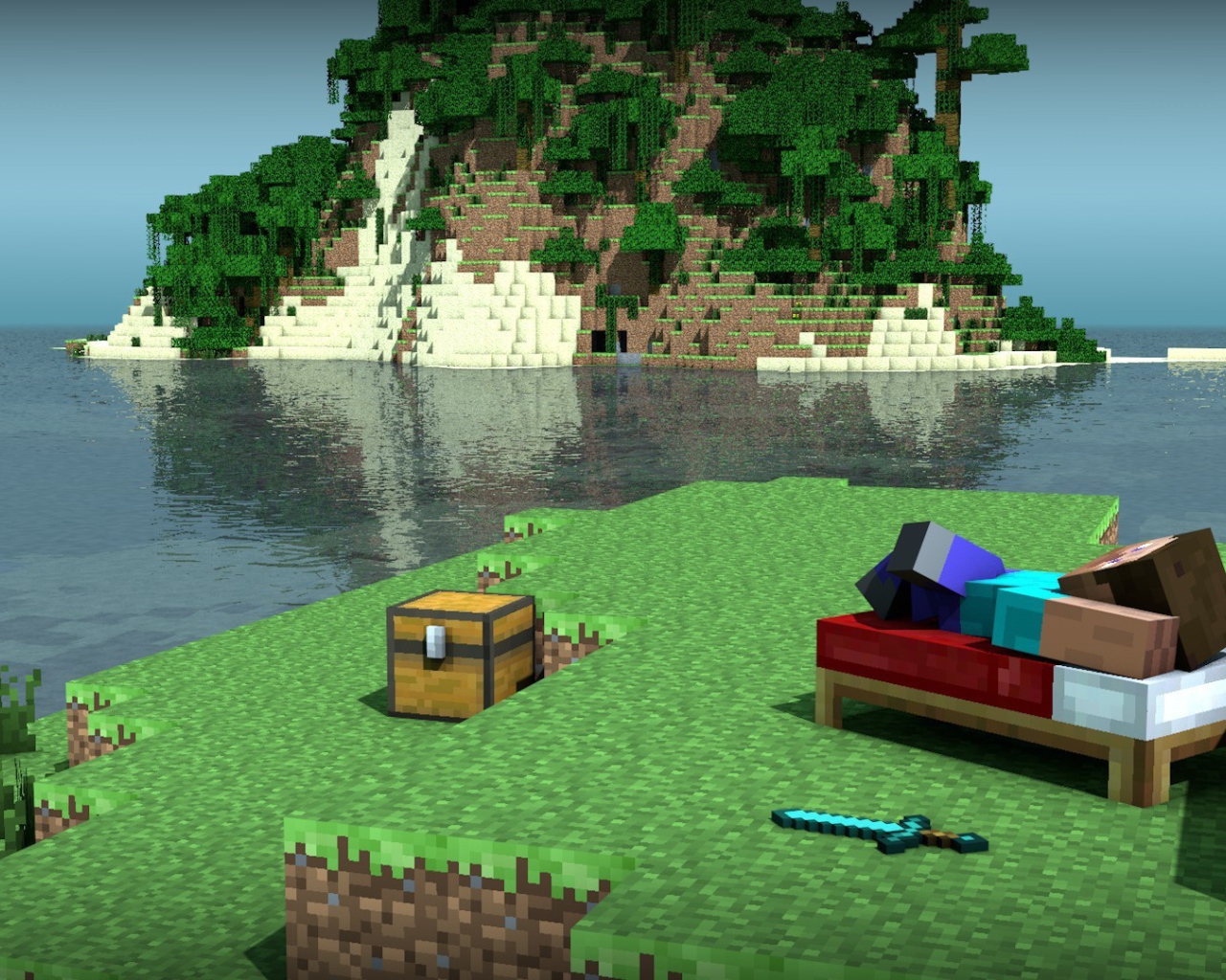 Берег моря в игре Minecraft