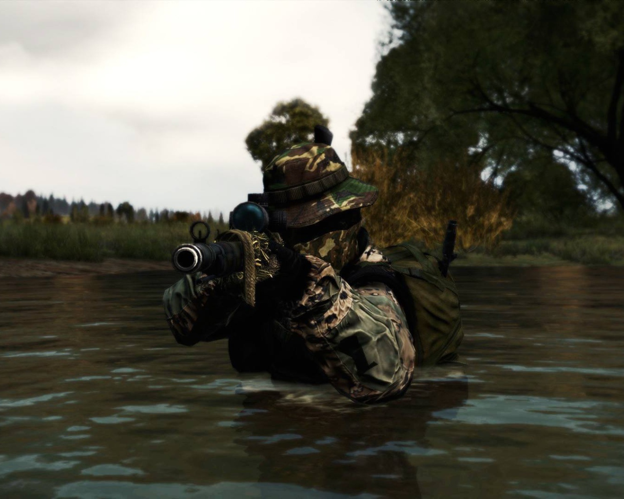 Солдат в воде, игра DayZ