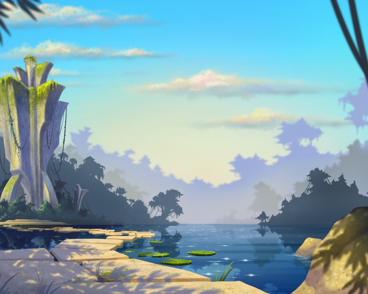 Строения в тропиках, фон игры Bejeweled 3