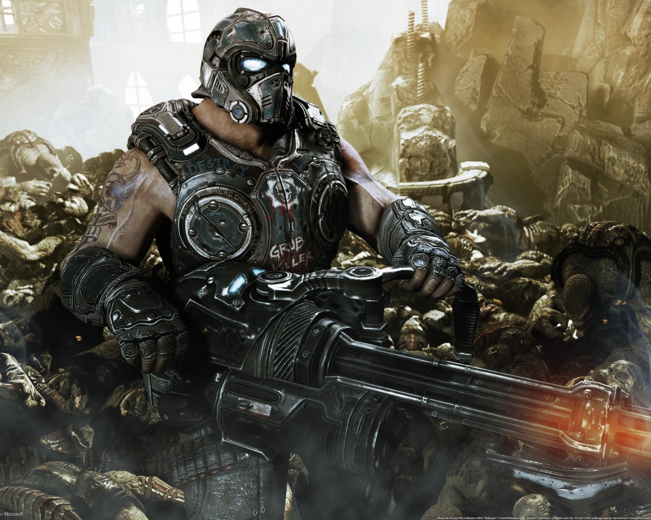 Сражение с врагами в игре Gears of War 3