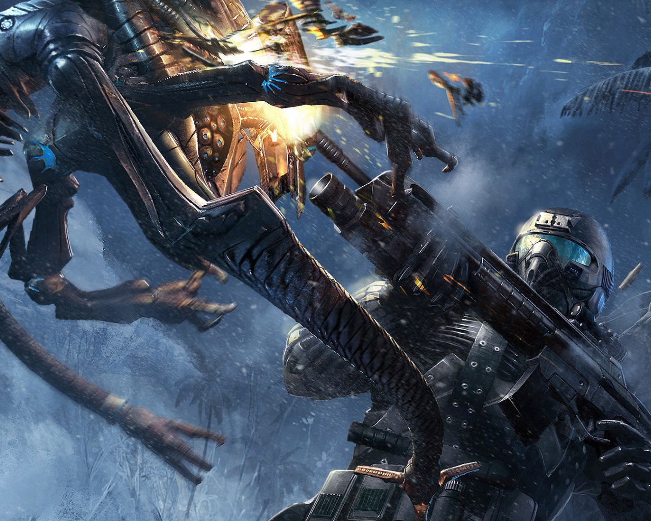 Сражение с монстром в игре Crysis 3