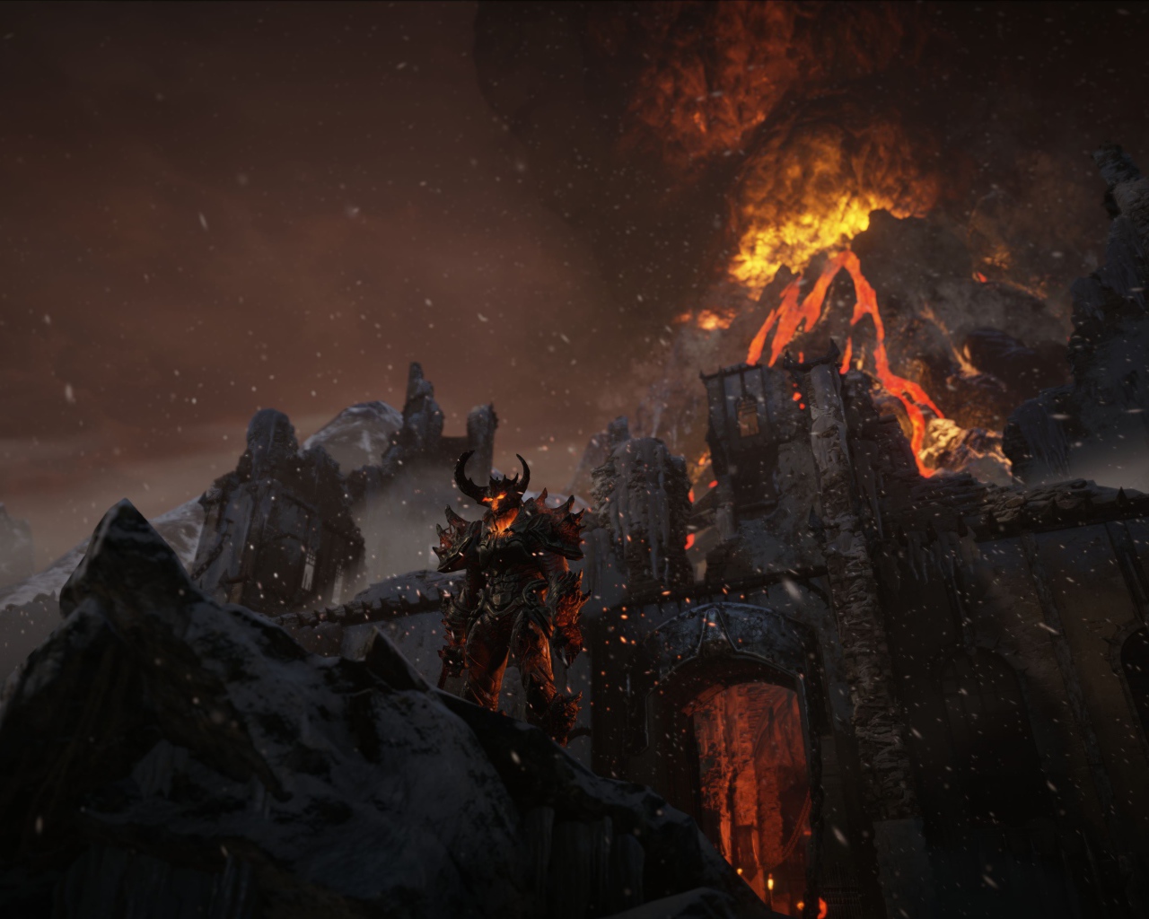 Демон у огненной горы в игре Unreal Engine 4