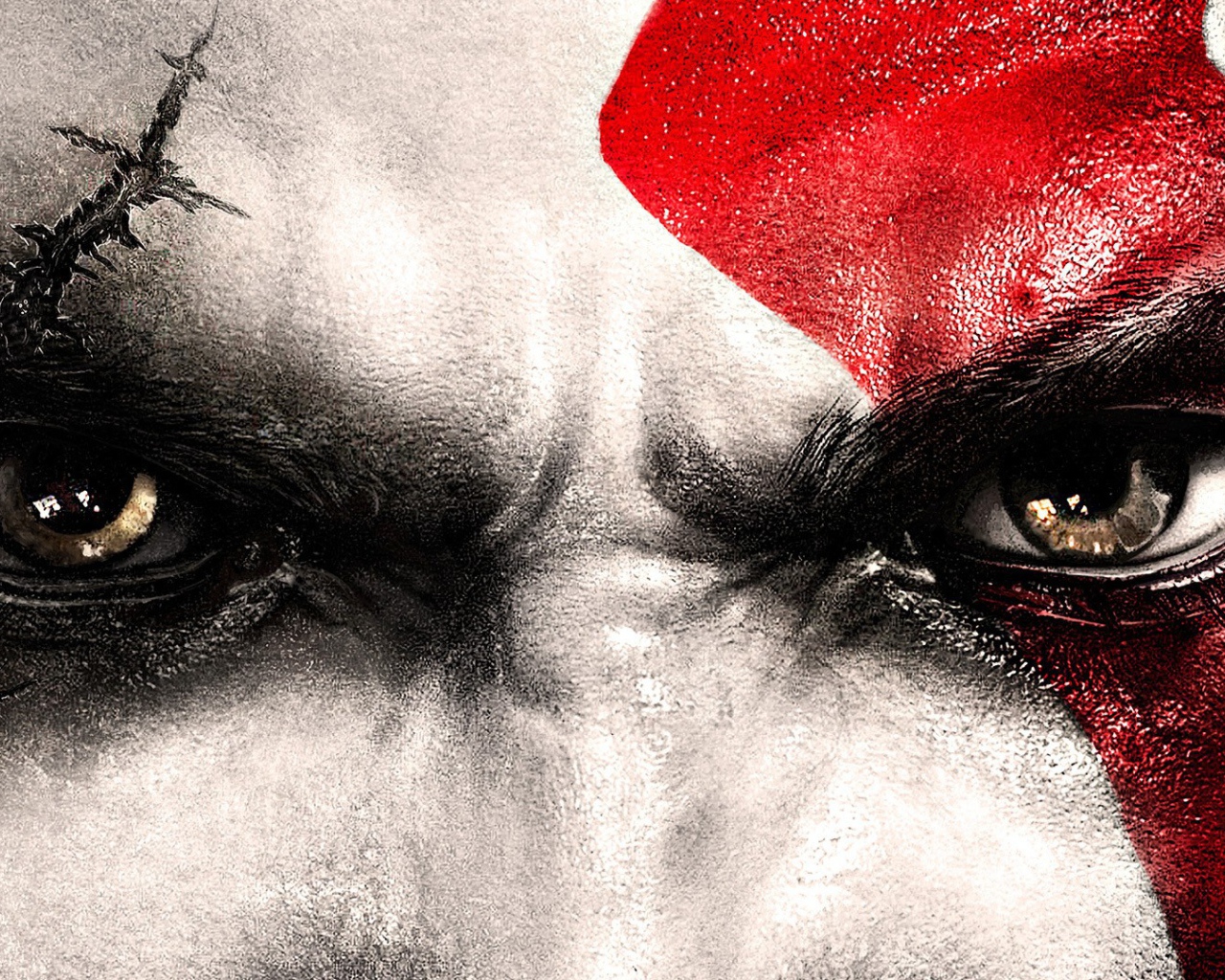 Лицо главного героя игры God of War